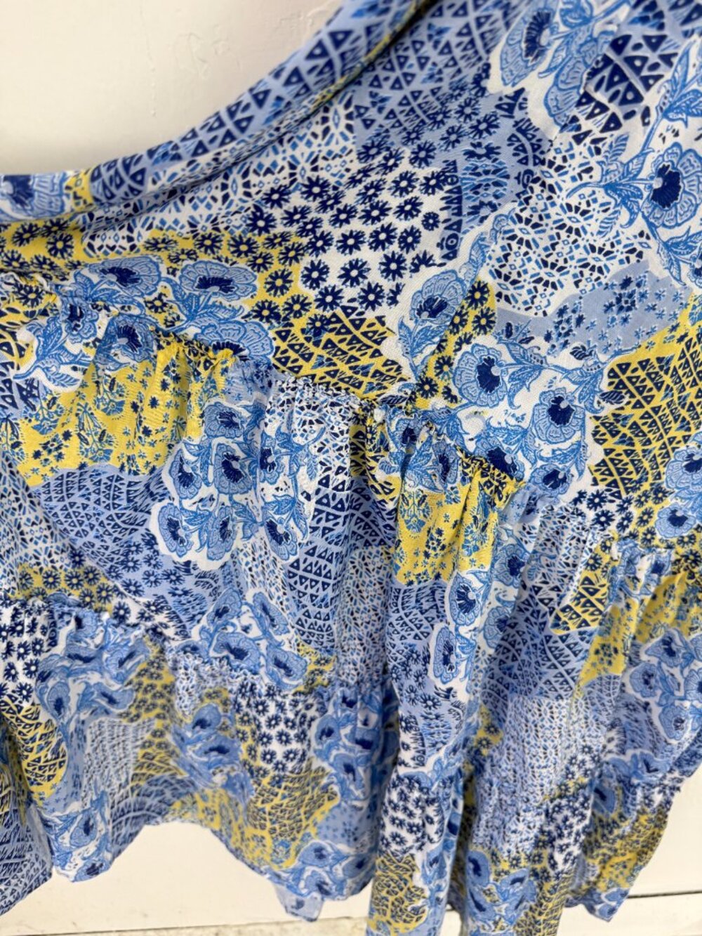 Peixoto Floral Maxi Dress Cotton Sundress Pockets Campo Azul Blue Yellow Size XL - Picture 13 of 14